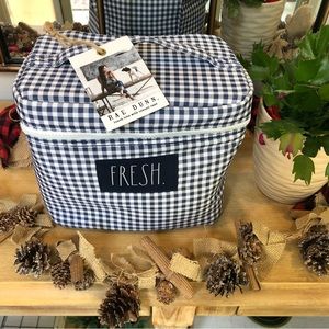 NWT Rae Dunn “Fresh” Gingham Insulated Lunch Box, Navy